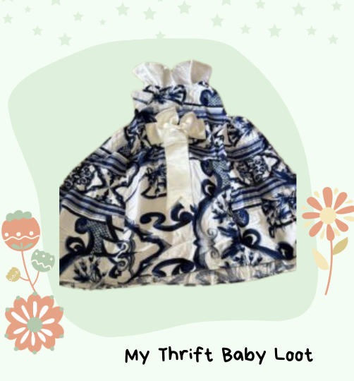 Preloved Pony & peony blue and white frock (4-5 years)